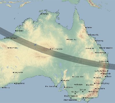 Map of the eclipse path across Australia on 09/21/1922