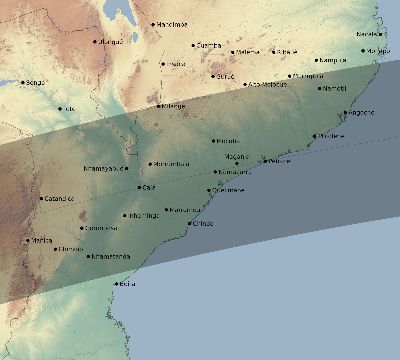 Map of the eclipse path across Mozambique on 03/17/1923