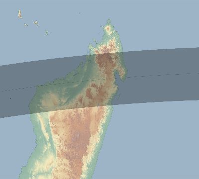 Map of the eclipse path across French Southern and Antarctic Lands on 03/17/1923