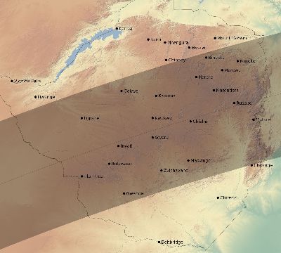 Map of the eclipse path across Zimbabwe on 03/17/1923