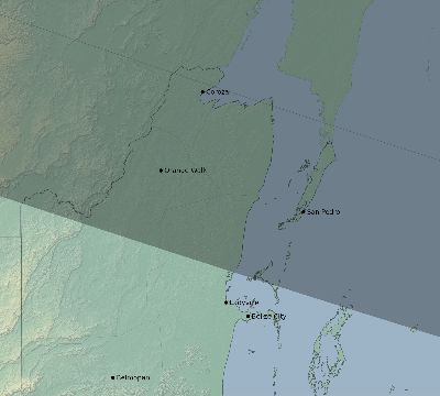 Map of the eclipse path across Belize on 09/10/1923