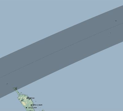 Map of the eclipse path across New Zealand on 07/20/1925