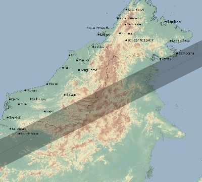 Map of the eclipse path across Malaysia on 01/14/1926