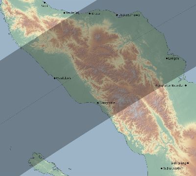Map of the eclipse path across Indonesia on 05/09/1929