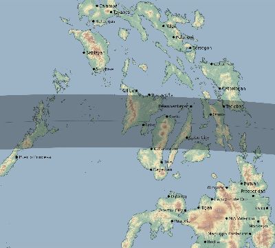 Map of the eclipse path across Philippines on 05/09/1929