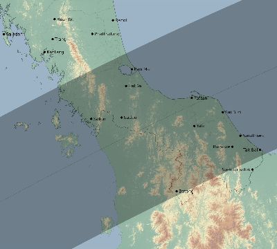 Map of the eclipse path across Thailand on 05/09/1929