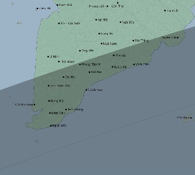 Map of the eclipse path across Vietnam on 05/09/1929