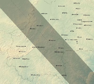 Map of the eclipse path across Burkina Faso on 11/01/1929