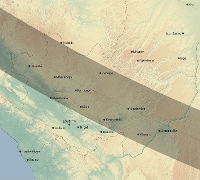 Map of the eclipse path across Republic of the Congo on 11/01/1929