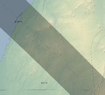 Map of the eclipse path across Western Sahara on 11/01/1929