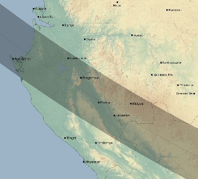 Map of the eclipse path across Gabon on 11/01/1929