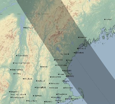 Map of the eclipse path across United States on 08/31/1932