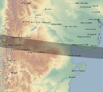 Map of the eclipse path across Argentina on 02/24/1933