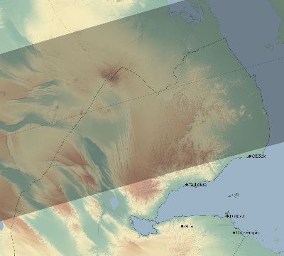 Map of the eclipse path across Djibouti on 02/24/1933