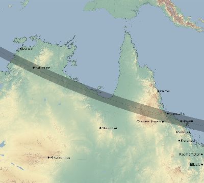 Map of the eclipse path across Australia on 08/21/1933