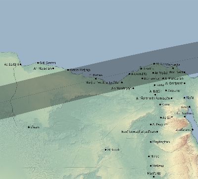 Map of the eclipse path across Egypt on 08/21/1933