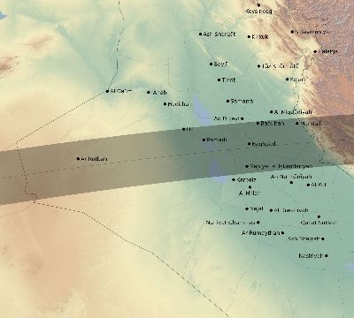 Map of the eclipse path across Iraq on 08/21/1933