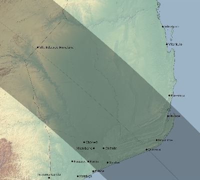 Map of the eclipse path across Mozambique on 08/10/1934