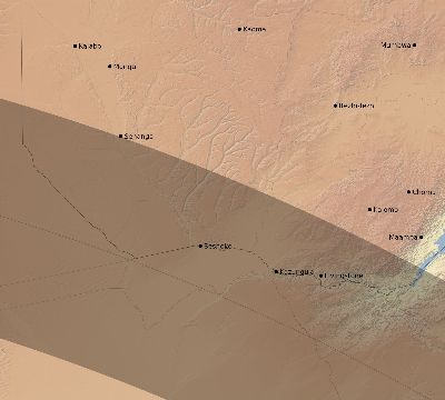 Map of the eclipse path across Zambia on 08/10/1934