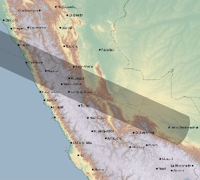 Map of the eclipse path across Peru on 06/08/1937