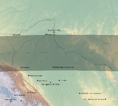 Map of the eclipse path across Bolivia on 03/27/1941
