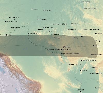 Map of the eclipse path across Brazil on 03/27/1941