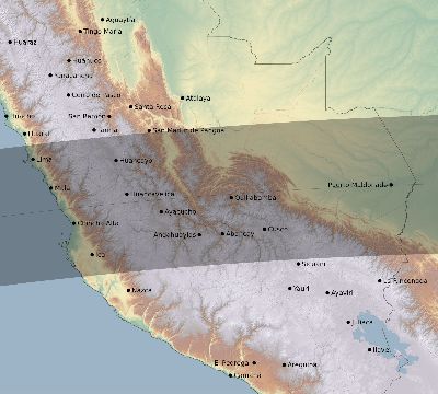 Map of the eclipse path across Peru on 03/27/1941