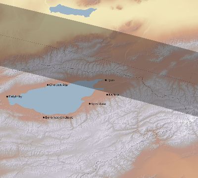Map of the eclipse path across Kyrgyzstan on 09/21/1941