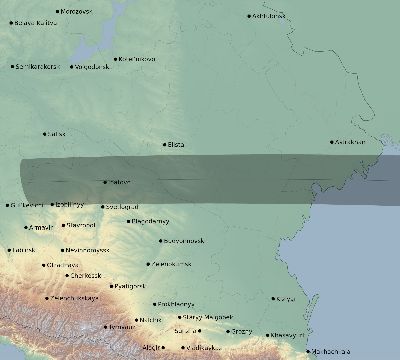 Map of the eclipse path across Russia on 09/21/1941