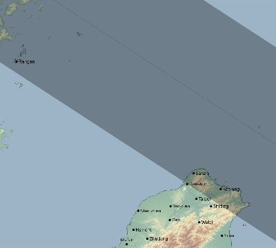 Map of the eclipse path across Taiwan on 09/21/1941