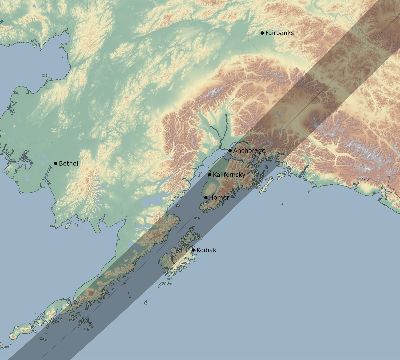 Map of the eclipse path across United States on 02/04/1943