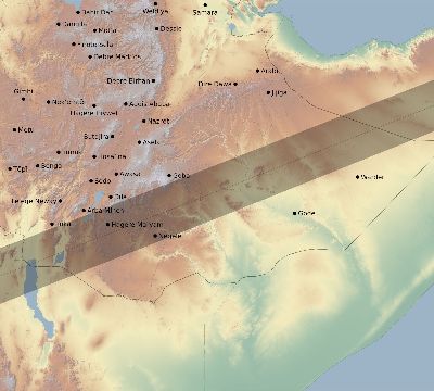 Map of the eclipse path across Ethiopia on 07/20/1944