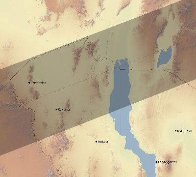 Map of the eclipse path across Kenya on 07/20/1944