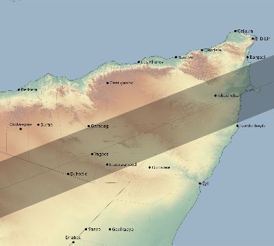 Map of the eclipse path across Somalia on 07/20/1944