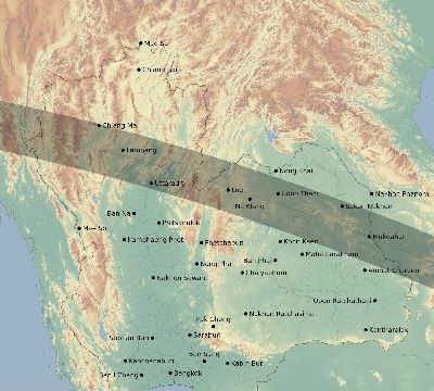 Map of the eclipse path across Thailand on 07/20/1944