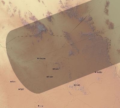 Map of the eclipse path across Uganda on 07/20/1944