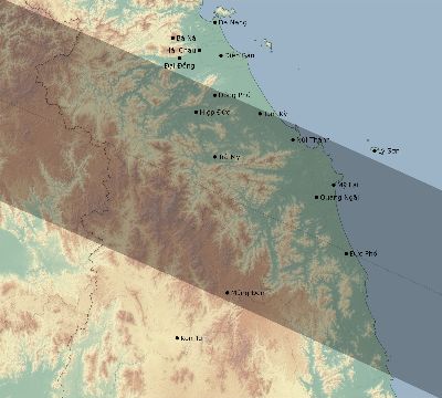 Map of the eclipse path across Vietnam on 07/20/1944