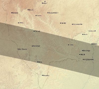 Map of the eclipse path across Central African Republic on 05/20/1947