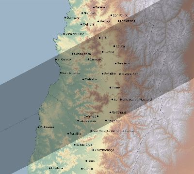 Map of the eclipse path across Chile on 05/20/1947