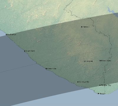 Map of the eclipse path across Liberia on 05/20/1947