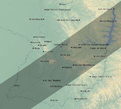 Map of the eclipse path across Paraguay on 05/20/1947