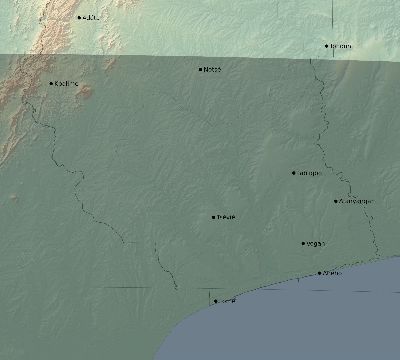 Map of the eclipse path across Togo on 05/20/1947