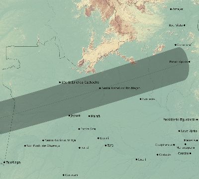 Map of the eclipse path across Brazil on 11/12/1947