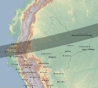 Map of the eclipse path across Peru on 11/12/1947