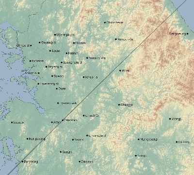 Map of the eclipse path across South Korea on 05/09/1948
