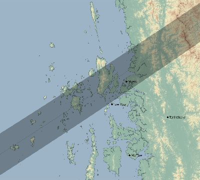Map of the eclipse path across Myanmar on 05/09/1948