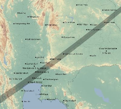 Map of the eclipse path across Thailand on 05/09/1948
