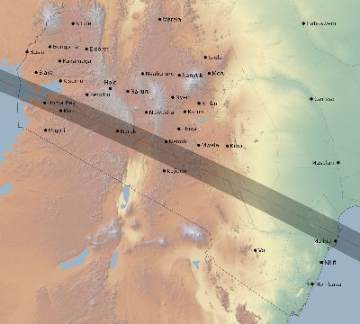 Map of the eclipse path across Kenya on 11/01/1948