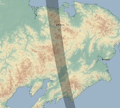 Map of the eclipse path across Russia on 09/12/1950