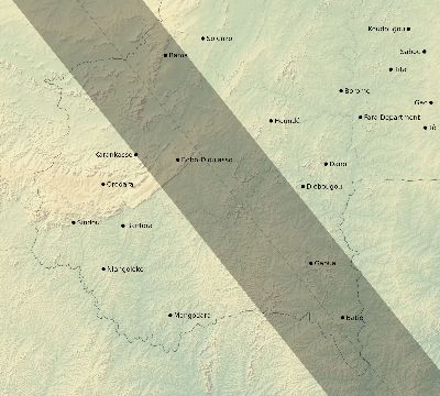 Map of the eclipse path across Burkina Faso on 09/01/1951